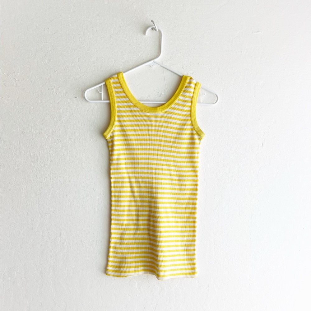 Levis for Gals yellow striped tank top white ribbed stripes cowgirl farm summer